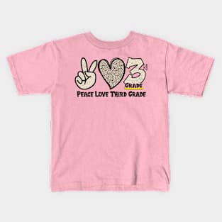 Peace Love 3rd Grade Funny leopard Student Teacher Kids T-Shirt